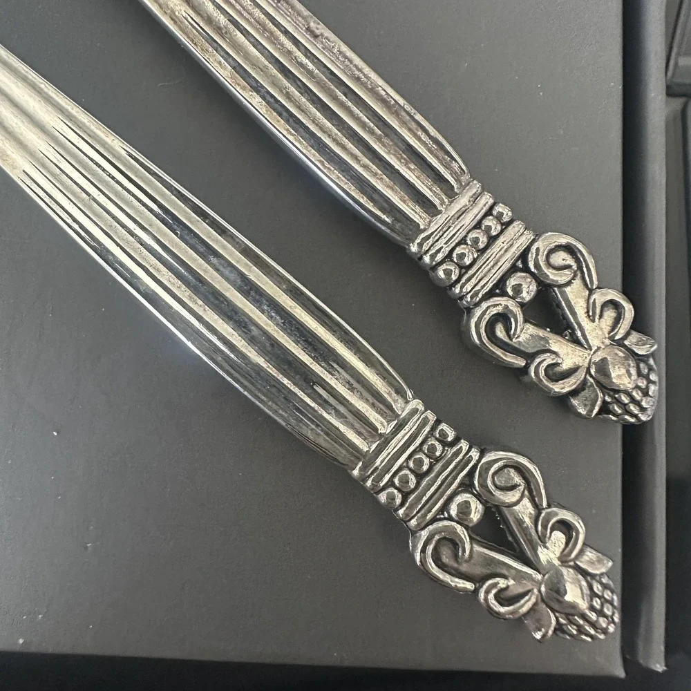 VTG Godinger Silver Plated Small Serving Forks Set Of 2 Ornate Baroque Rococo